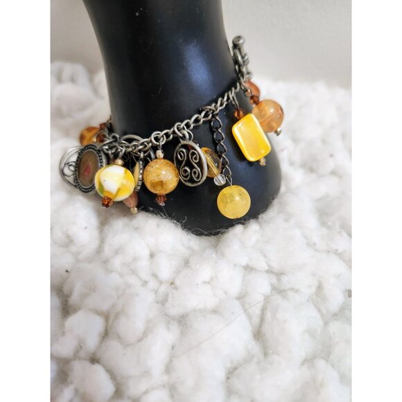 Metal Charm. Bracelet 7 inches Earth Tones - Picture 3 of 15